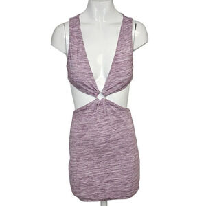 Tiger Mist Women's Cut Out V-Neck Plunge Mini Dress Size XS Purple Heathered